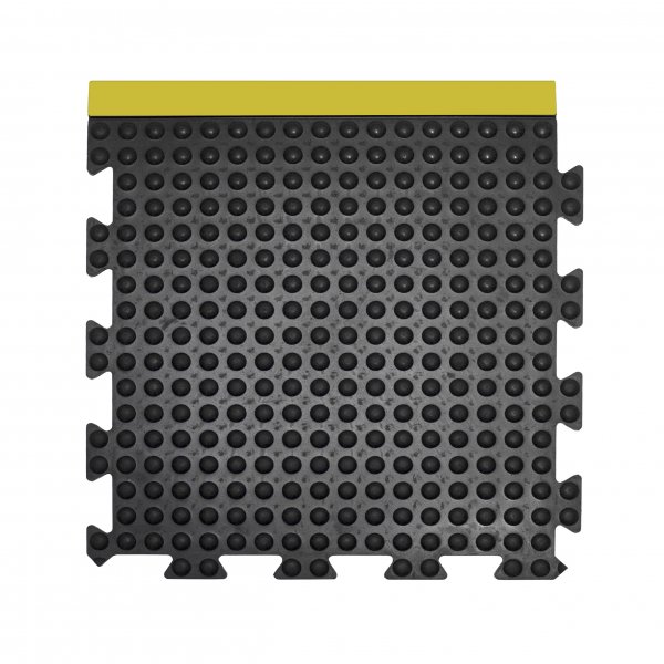 Bubblemat Connect Anti Fatigue Tile | End Piece | Black & Yellow | 50cm x 50cm | COBA