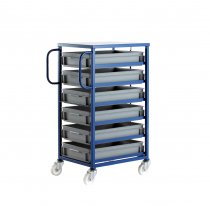 Mobile Tray Rack | 6 Trays | Tray Height 120mm | Max Load 200KG | Blue | Loadtek