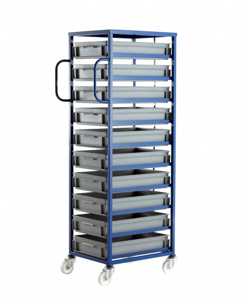 Mobile Tray Rack | 10 trays | Tray Height 120mm | Max Load 200KG | Blue | Loadtek
