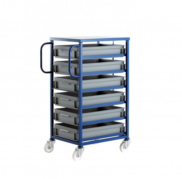 Mobile Tray Rack | Braked | 6 Trays | Tray Height 120mm | Max Load 200KG | Blue | Loadtek