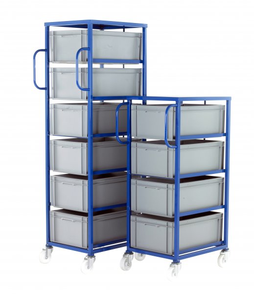 Mobile Tray Rack | Braked | 4 trays | Tray Height 200mm | Max Load 200KG | Blue | Loadtek