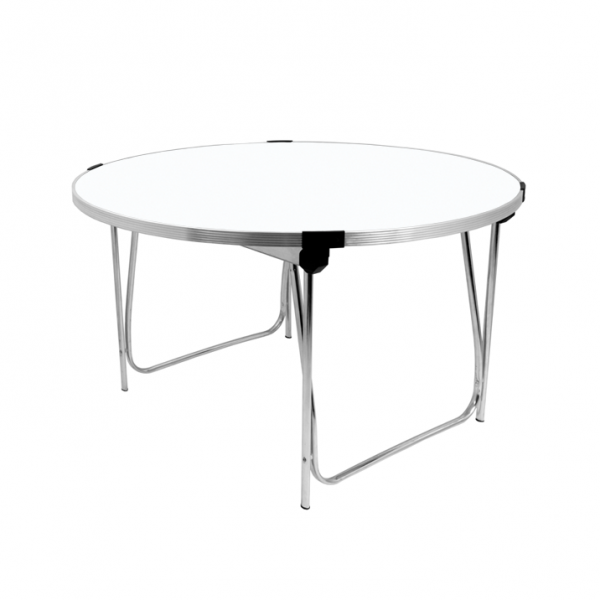Round Laminate Folding Table | Heavy Duty | 700 x 1220mm | 4ft | White | GOPAK