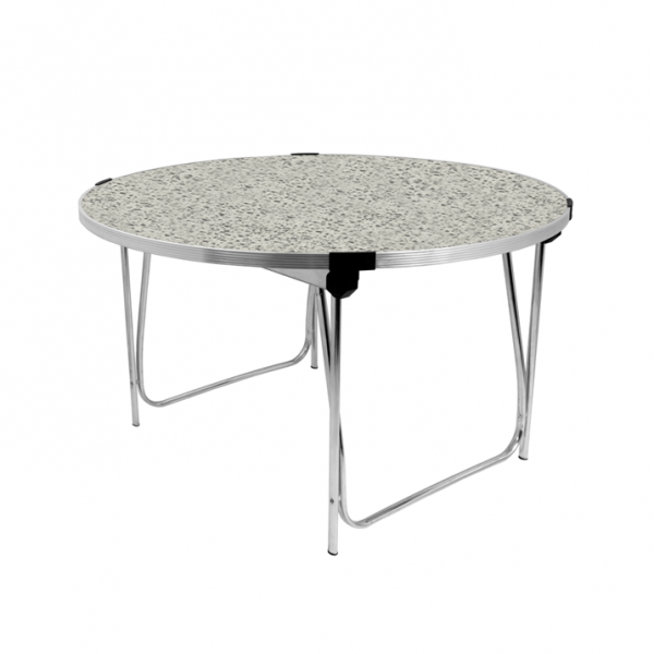 Round Laminate Folding Table | Heavy Duty | 546 x 1220mm | 4ft | Snow Grit | GOPAK
