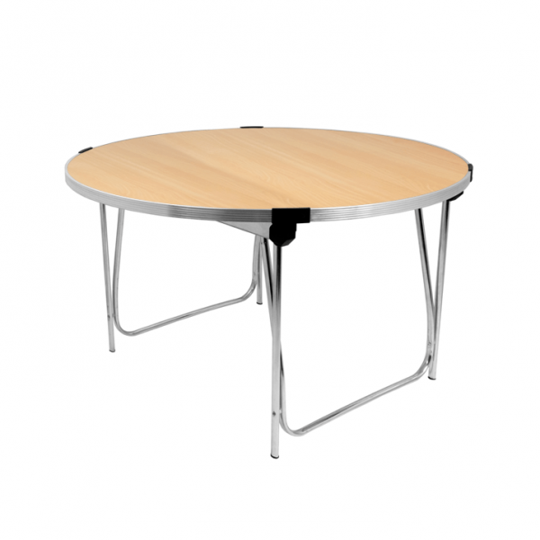 Round Laminate Folding Table | Heavy Duty | 700 x 1220mm | 4ft | Beech | GOPAK