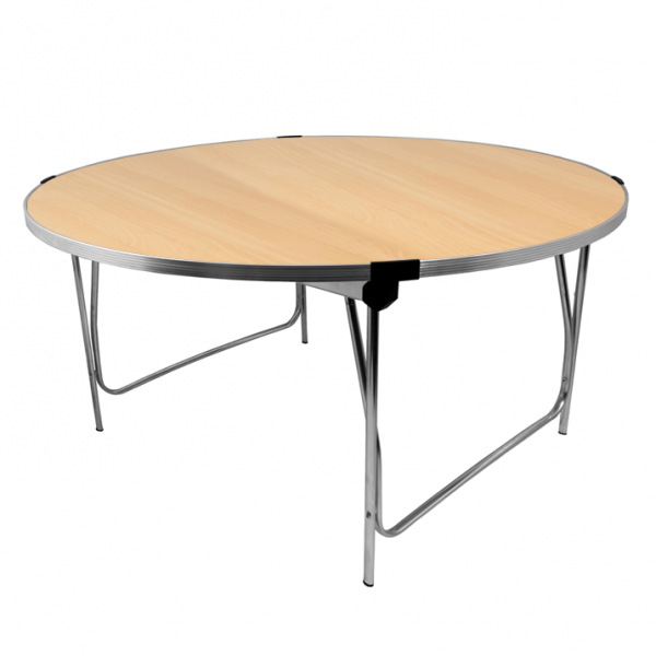 Round Laminate Folding Table | Heavy Duty | 700 x 1520mm | 5ft | Beech | GOPAK