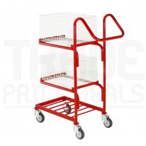 Basket Trolley | 3 Levels | Bottom Parcel Grid | 2 Removable Baskets | Max load 100KG | Red | Loadtek