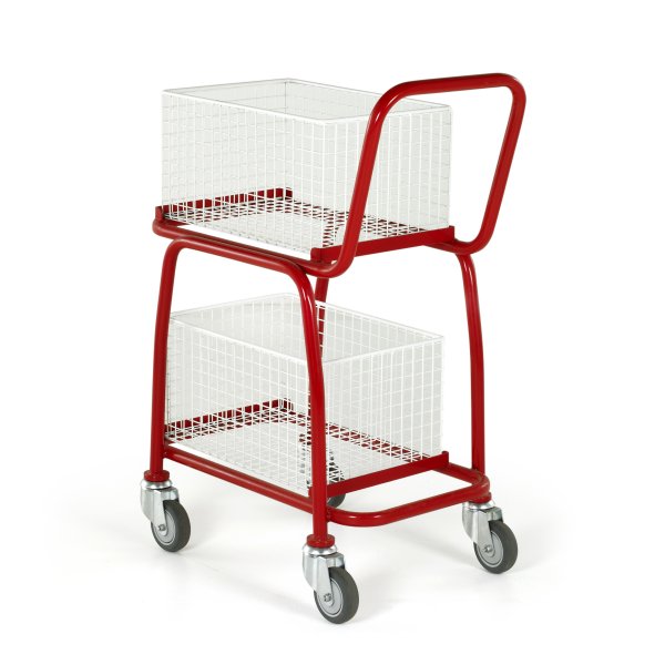 Basket Trolley | 2 Levels | 2 Removable Baskets | Max load 100KG | Red | Loadtek