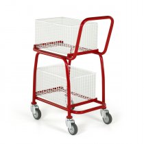 Basket Trolley | Braked | 2 Levels | 2 Removable Baskets | Max load 100KG | Red | Loadtek