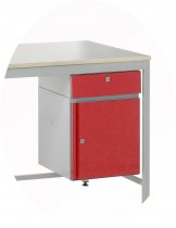 KD Steel Workbench | Red Small Cupboard & Single Drawer R/H | 1500w | Max Load 300KG | Redditek