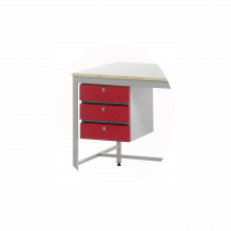 KD Steel Workbench | Red Triple Drawer Unit L/H | Red Small Cupboard & Single Drawer R/H | 1500w | Max Load 300KG | Redditek