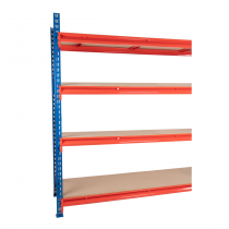 TS Longspan Racking | Extension Bay | 1984 x 1283 x 1233mm | Chipboard Shelves | 4 Levels | 750kg Max Weight per Shelf
