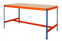 Industrial Workbench | T-Bar | 915h x 915w x 762d mm | Chipboard Top | 400kg Max Weight per Shelf | Blue & Orange | TradeMax UHD