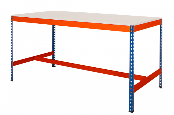 Industrial Workbench | T-Bar | 915h x 915w x 915d mm | MFC Top | 400kg Max Weight per Shelf | Blue & Orange | TradeMax UHD