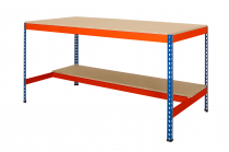 Industrial Workbench | Half Undershelf | 915h x 915w x 915d mm | Chipboard Shelves | 400kg Max Weight per Shelf | Blue & Orange | TradeMax UHD