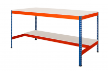 Industrial Workbench | Half Undershelf | 915h x 915w x 915d mm | MFC Shelves | 400kg Max Weight per Shelf | Blue & Orange | TradeMax UHD