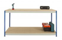 Industrial Workbench | Full Undershelf | 915h x 2440w x 762d mm | Chipboard Shelves | 400kg Max Weight per Shelf | Blue & Grey | TradeMax UHD