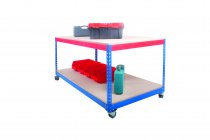 Mobile Workbench | 880h x 1220w x 610d mm | Chipboard Shelves | 150kg Max Weight per Shelf | Blue & Orange | TradeMax HD