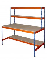 Industrial Workstation | 1830h x 1220w x 915d mm | Half Undershelf | 400kg Max Weight per Shelf | Blue & Orange | TradeMax UHD