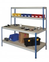 Industrial Workstation | 1830h x 1220w x 915d mm | Full Undershelf | 400kg Max Weight per Shelf | Blue & Grey | TradeMax UHD
