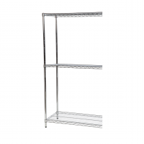 Extension Bay | Chrome Wire Shelving | 1625h x 1070w x 305d mm | 3 Levels | 300kg Max Weight per Shelf | Eclipse®