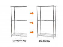 Extension Bay | Chrome Wire Shelving | 1625h x 1070w x 305d mm | 3 Levels | 300kg Max Weight per Shelf | Eclipse®