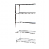 Extension Bay | Chrome Wire Shelving | 1625h x 1070w x 305d mm | 5 Levels | 300kg Max Weight per Shelf | Eclipse®