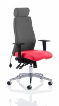 Ergo Posture Chair | Headrest | Castors | Bergamot Cherry Red Seat | Black Back | Onyx