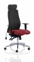 Ergo Posture Chair | Headrest | Castors | Ginseng Chilli Red Seat | Black Back | Onyx