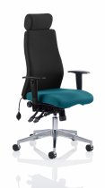 Ergo Posture Chair | Headrest | Castors | Maringa Teal Seat | Black Back | Onyx
