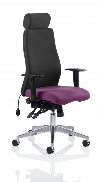 Ergo Posture Chair | Headrest | Castors | Tansy Purple Seat | Black Back | Onyx