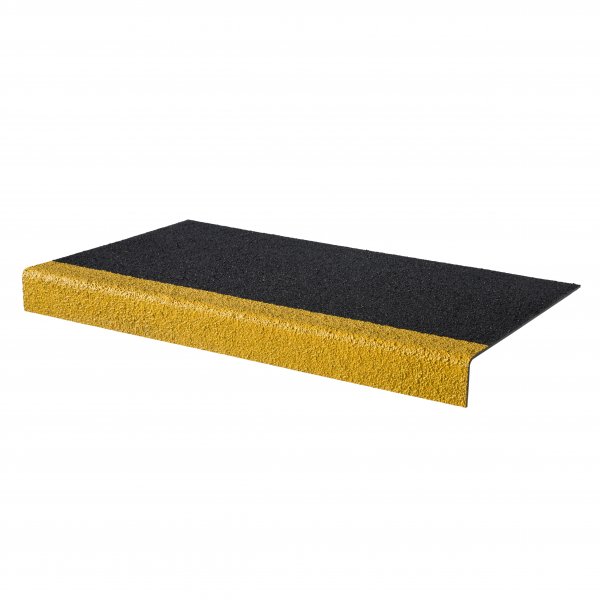 GRP Stair Tread Cover | Black & Yellow | 55mm x 345mm | 2000mm Length