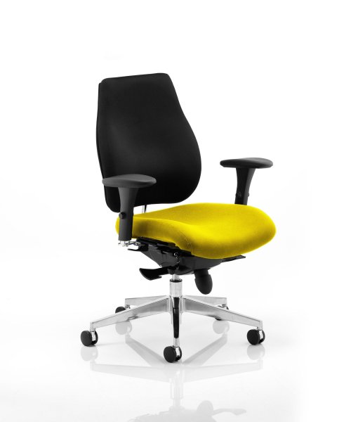 Posture Chair | No Headrest | Senna Yellow Seat | Black Back | Chiro Plus