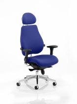 Posture Chair with Headrest | Dual Adjustment Lumbar Support | Stevia Blue | Chiro Plus Ultimate