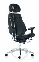 Leather Posture Chair with Headrest | Dual Adjustment Lumbar Support | Black | Chiro Plus Ultimate
