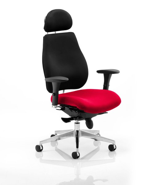 Posture Chair | Headrest | Bergamot Cherry Red Seat | Black Back | Chiro Plus