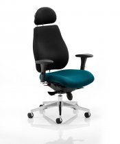 Posture Chair | Headrest | Maringa Teal Seat | Black Back | Chiro Plus