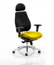 Posture Chair | Headrest | Senna Yellow Seat | Black Back | Chiro Plus