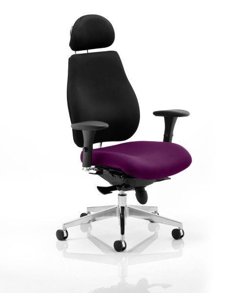 Posture Chair | Headrest | Tansy Purple Seat | Black Back | Chiro Plus