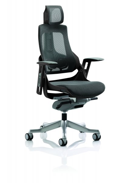 Mesh Executive Chair | Headrest | Black Frame | Charcoal Mesh | Zure