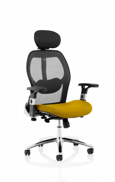 Executive Chair | Senna Yellow Seat | Mesh Back | Sanderson II