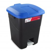 Everyday Waste Bin | 50 Litre | Black Bin | Blue Lid With Pedal | No Wheels
