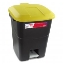 Everyday Waste Bin | 50 Litre | Black Bin | Yellow Lid With Pedal | No Wheels