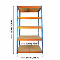 Extra Heavy Duty Storage Racking | 1800h x 900w x 600d mm | 300kg Max Weight per Shelf | 5 Levels