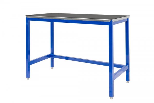 Medium Duty Workbench | Rubber Bonded to Steel Worktop | 840h x 1200w x 750d | 500kg Max Weight per Shelf | Blue | Benchmaster