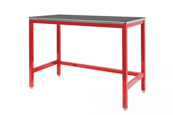 Medium Duty Workbench | Rubber Bonded to Steel Worktop | 840h x 1200w x 750d | 500kg Max Weight per Shelf | Red | Benchmaster