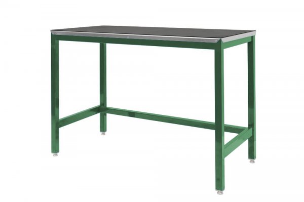 Medium Duty Workbench | Rubber Bonded to Steel Worktop | 840h x 1200w x 600d | 500kg Max Weight per Shelf | Green | Benchmaster