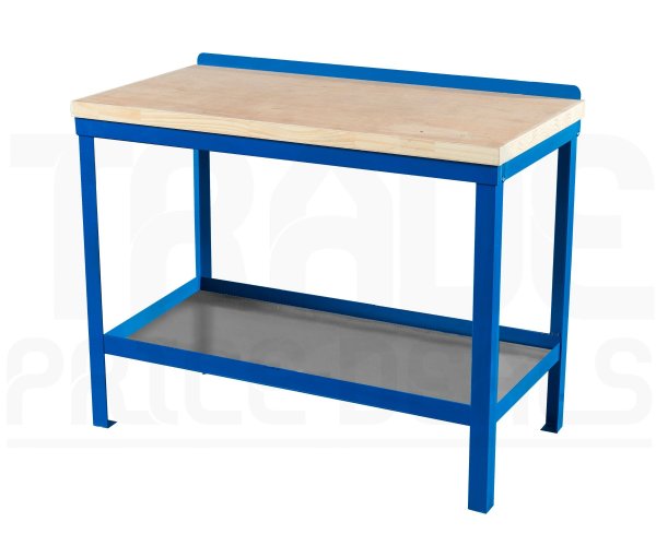 Heavy Duty Workbench | Solid Wood Worktop | 840h x 1200w x 750d mm | 1000kg Max Weight per Shelf | Blue | Benchmaster