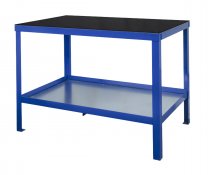 Heavy Duty Workbench | Rubber Bonded to Steel Worktop | 840h x 1200w x 750d mm | 1000kg Max Weight per Shelf | Blue | Benchmaster