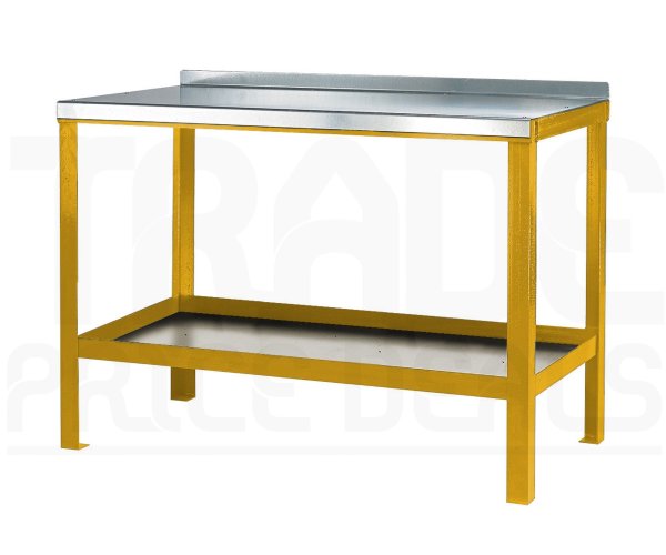 Heavy Duty Workbench | Steel Worktop | 840h x 1200w x 750d mm | 1000kg Max Weight per Shelf | Yellow | Benchmaster