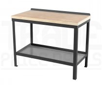 Heavy Duty Workbench | Solid Wood Worktop | 840h x 1200w x 600d mm | 1000kg Max Weight per Shelf | Dark Grey | Benchmaster